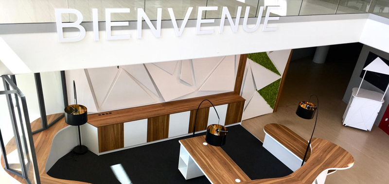 Mur végétalisé pour le hall d une entreprise