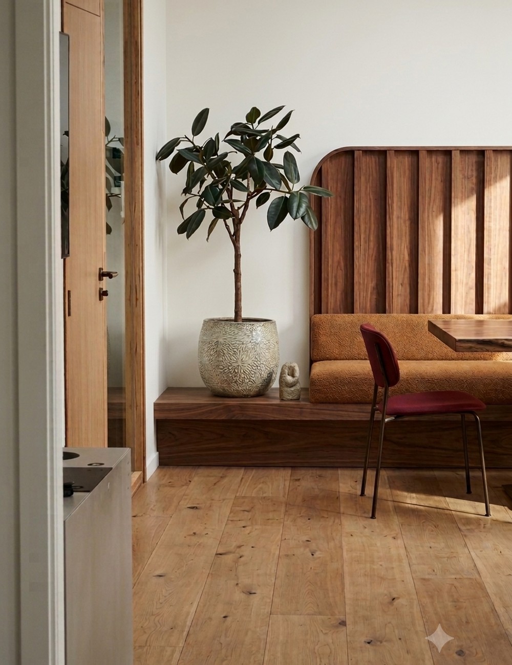 Plantes vertes dans un bureau, bac bois