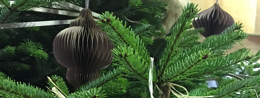 Décoration du sapin de noël éthique pour la cité des échanges sur Lille